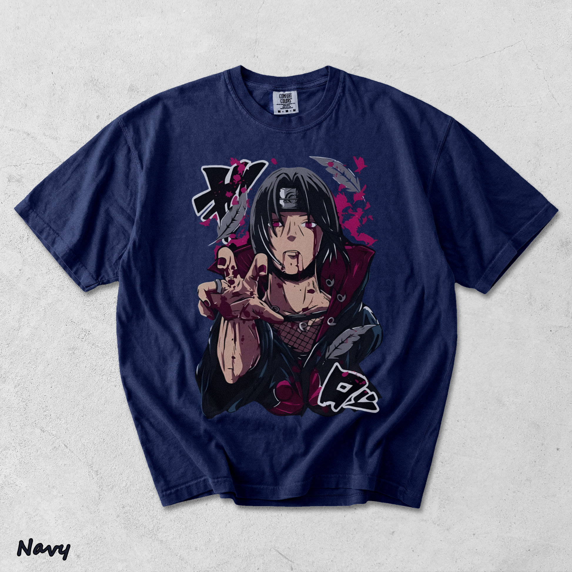Itachi Uchiha T-Shirt Jiraiya Anime Manga Style Shirt All Size - True Navy mockup