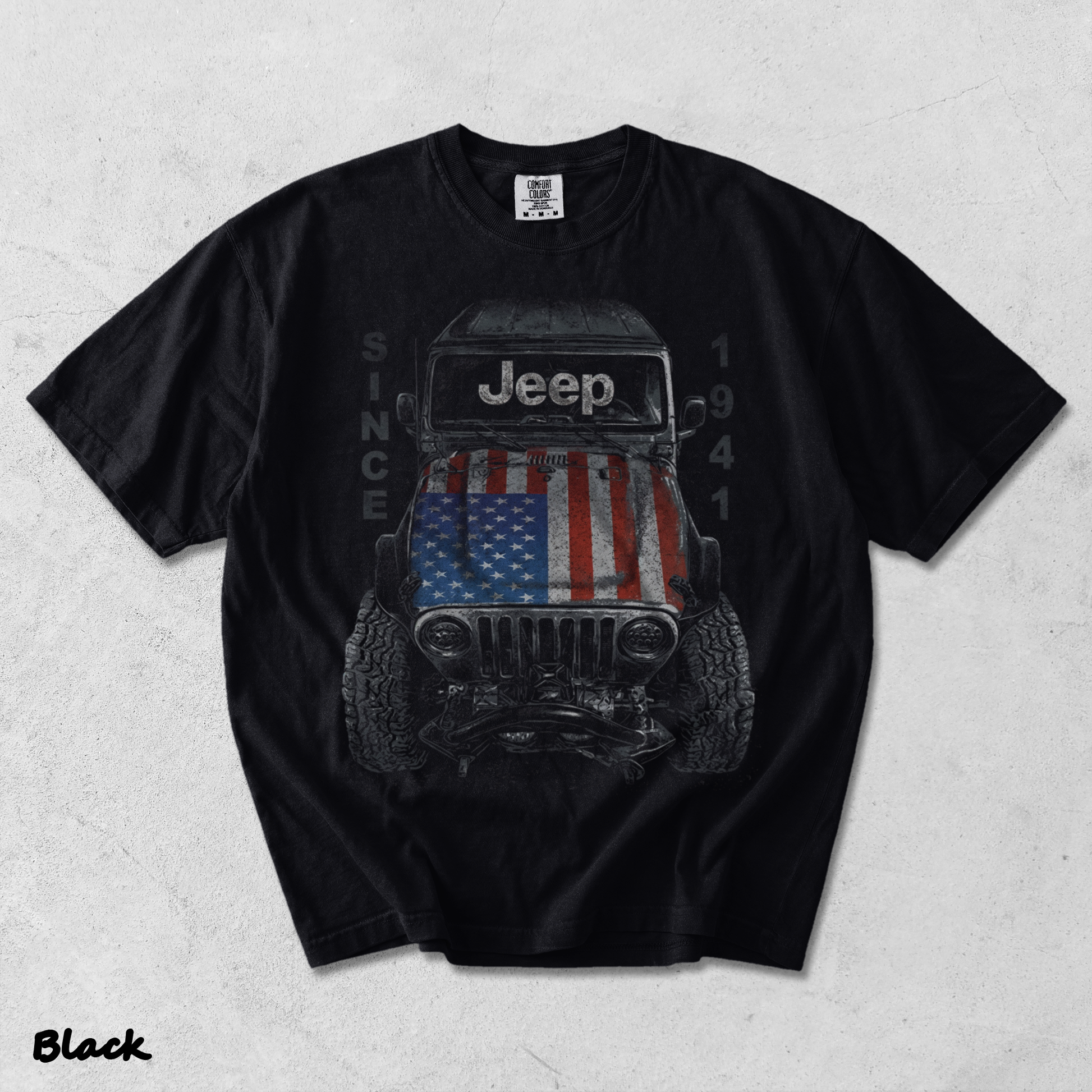 Jeep Big USA Classic Soft Cotton Crewneck T-Shirt 2 Sides Casual Wear Gift For - Black mockup