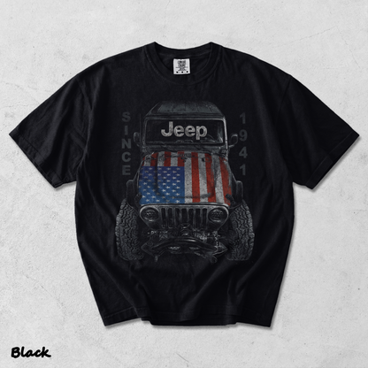 Jeep Big USA Classic Soft Cotton Crewneck T-Shirt 2 Sides Casual Wear Gift For - Black mockup