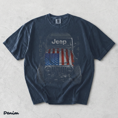 Jeep Big USA Classic Soft Cotton Crewneck T-Shirt 2 Sides Casual Wear Gift For - Denim mockup