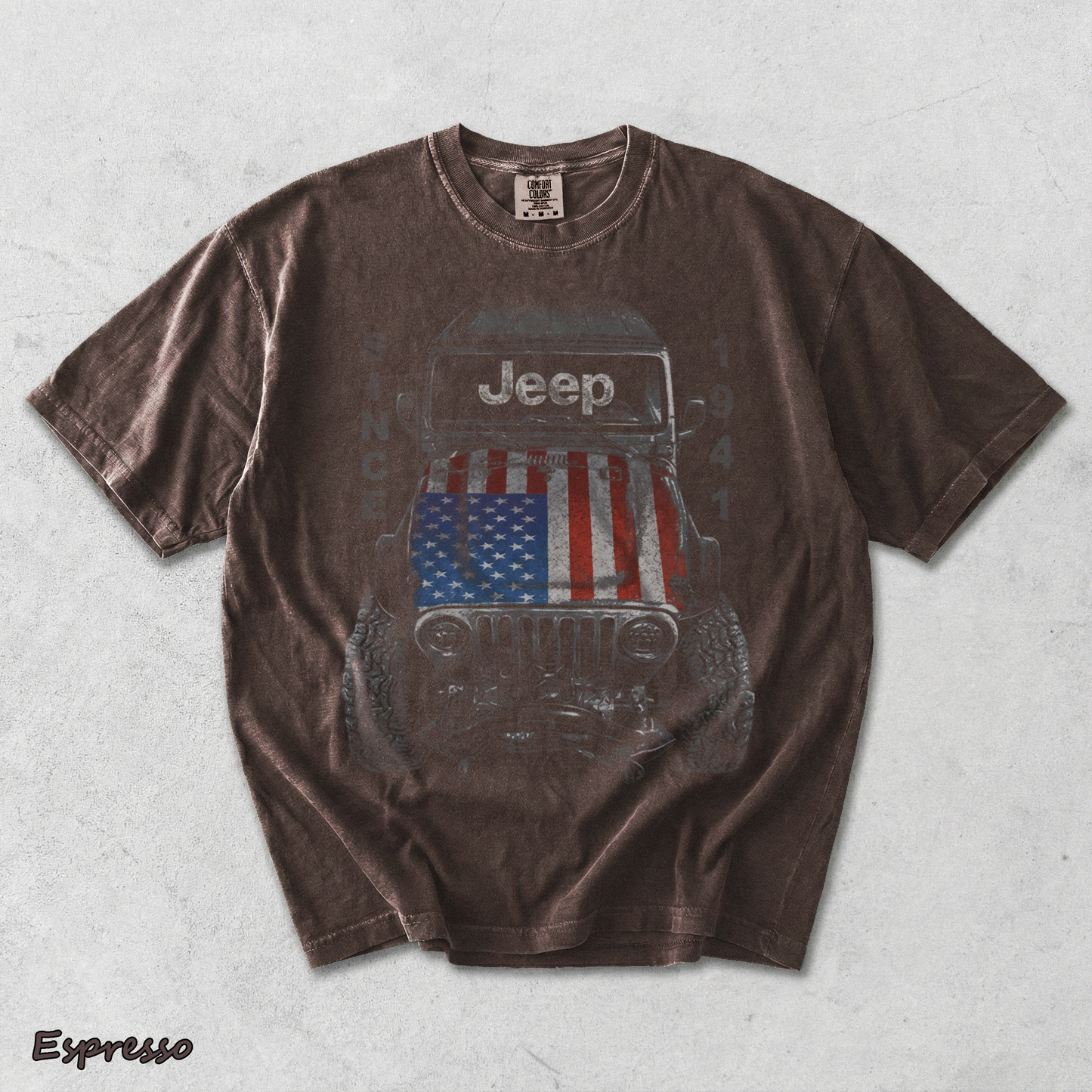 Jeep Big USA Classic Soft Cotton Crewneck T-Shirt 2 Sides Casual Wear Gift For - Espresso mockup
