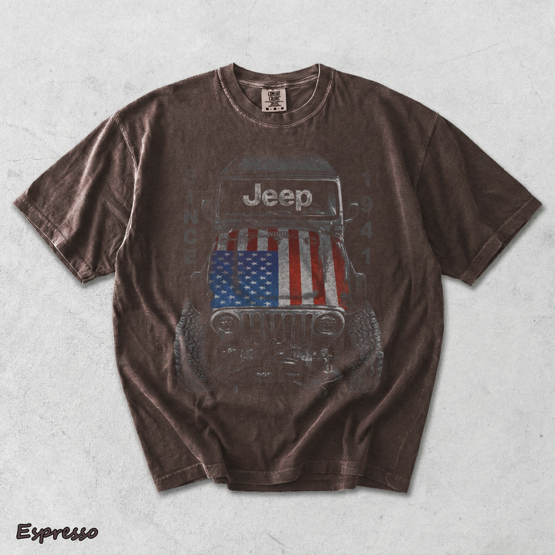 Jeep Big USA Classic Soft Cotton Crewneck T-Shirt 2 Sides Casual Wear Gift For - Espresso mockup