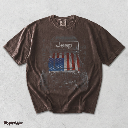 Jeep Big USA Classic Soft Cotton Crewneck T-Shirt 2 Sides Casual Wear Gift For - Espresso mockup