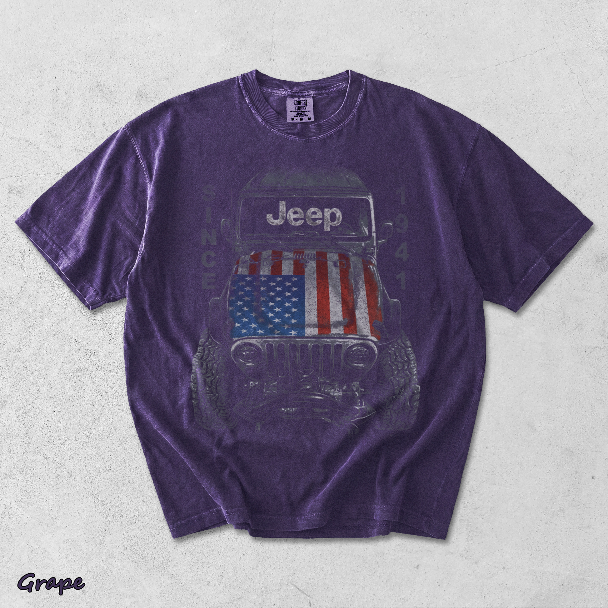 Jeep Big USA Classic Soft Cotton Crewneck T-Shirt 2 Sides Casual Wear Gift For - Grape mockup