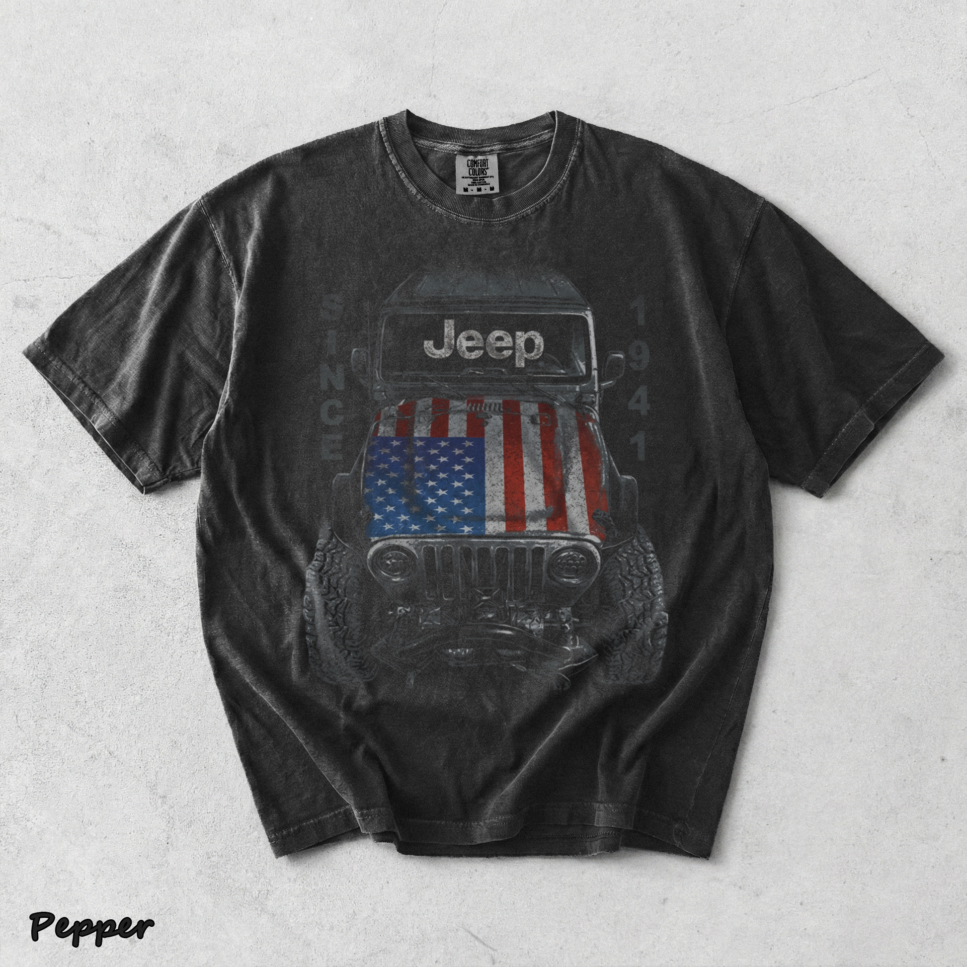 Jeep Big USA Classic Soft Cotton Crewneck T-Shirt 2 Sides Casual Wear Gift For - Pepper mockup