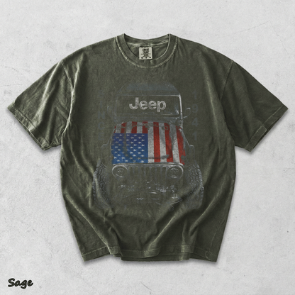Jeep Big USA Classic Soft Cotton Crewneck T-Shirt 2 Sides Casual Wear Gift For - Sage mockup