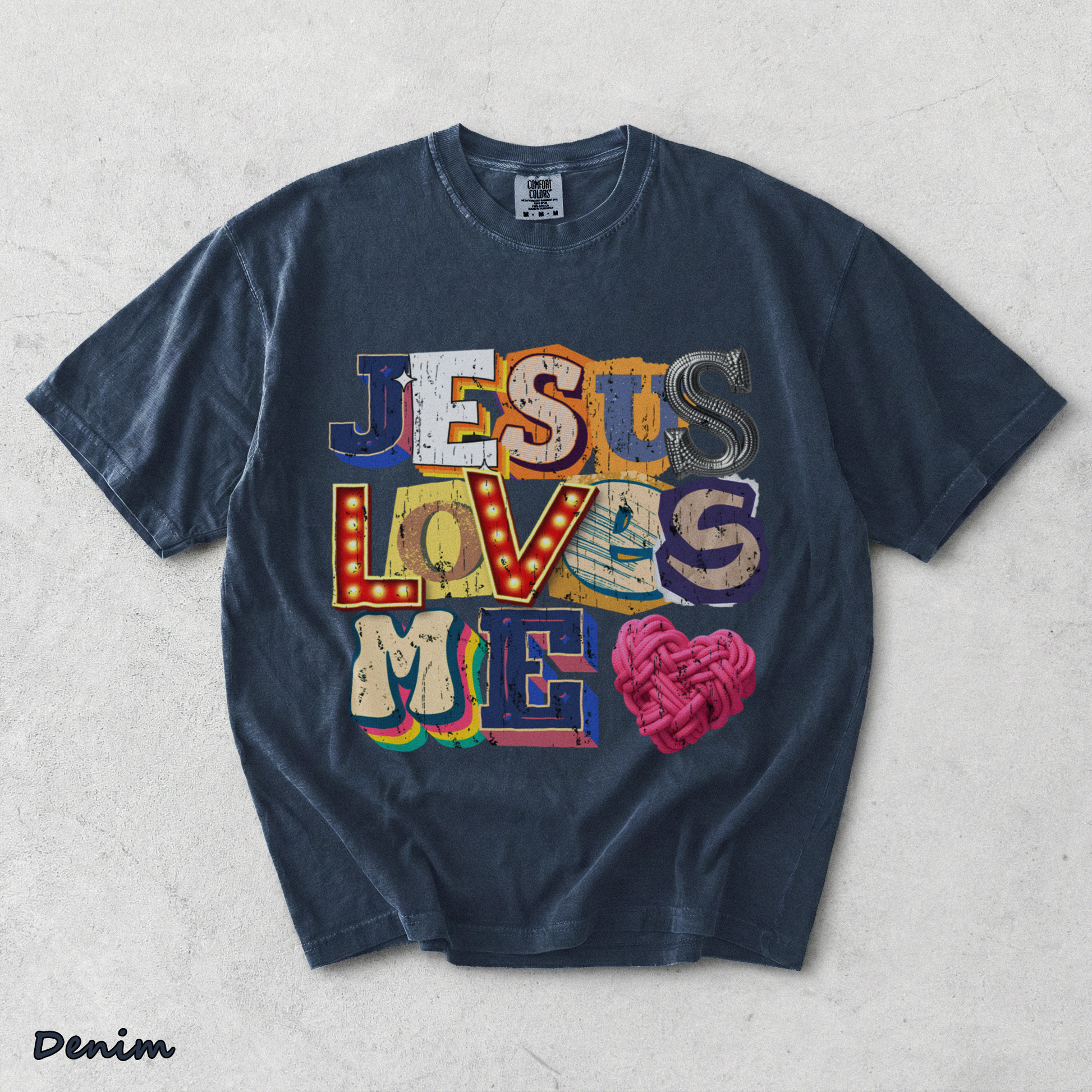 Jesus Loves Me Tee - Denim mockup