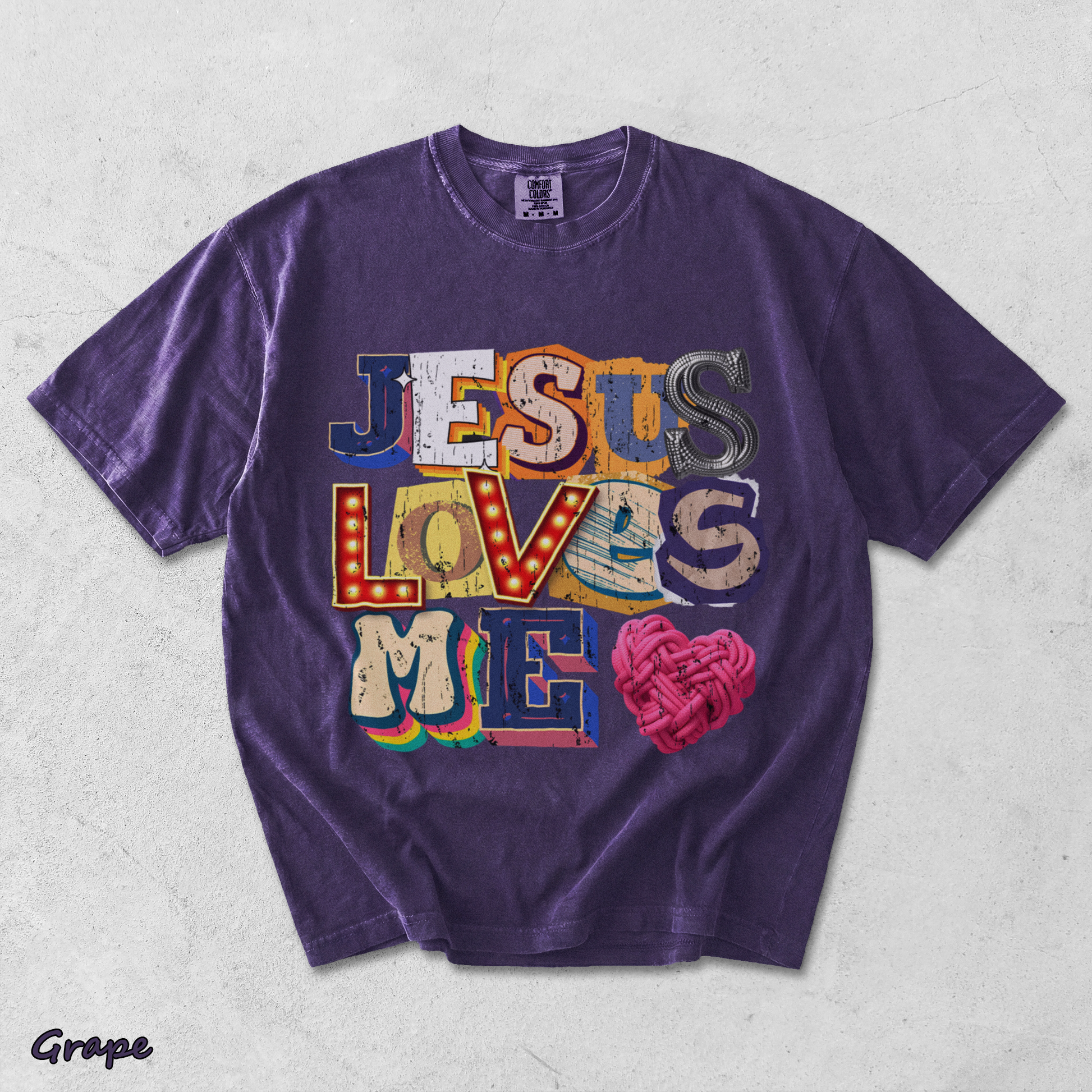 Jesus Loves Me Tee - Grape mockup