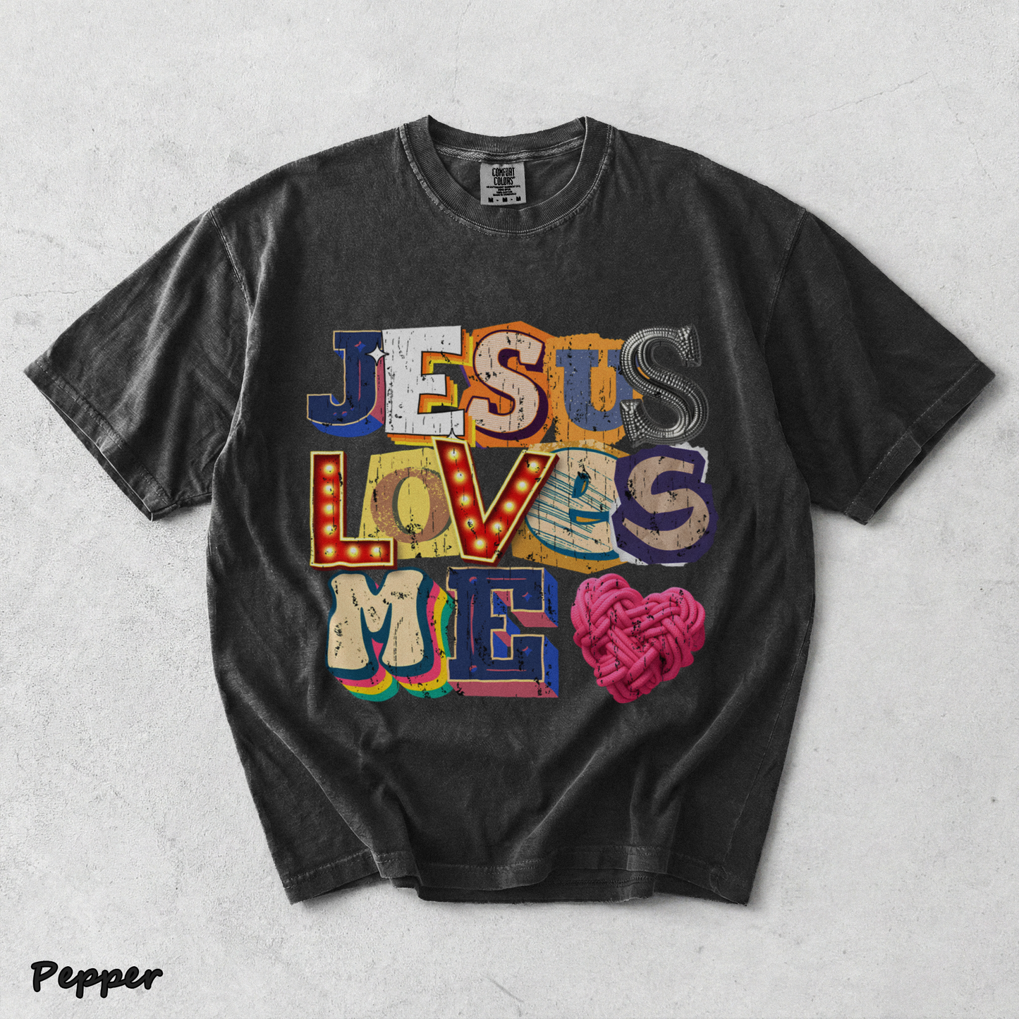 Jesus Loves Me Tee - Pepper mockup