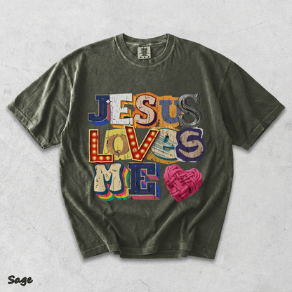 Jesus Loves Me Tee - Sage mockup
