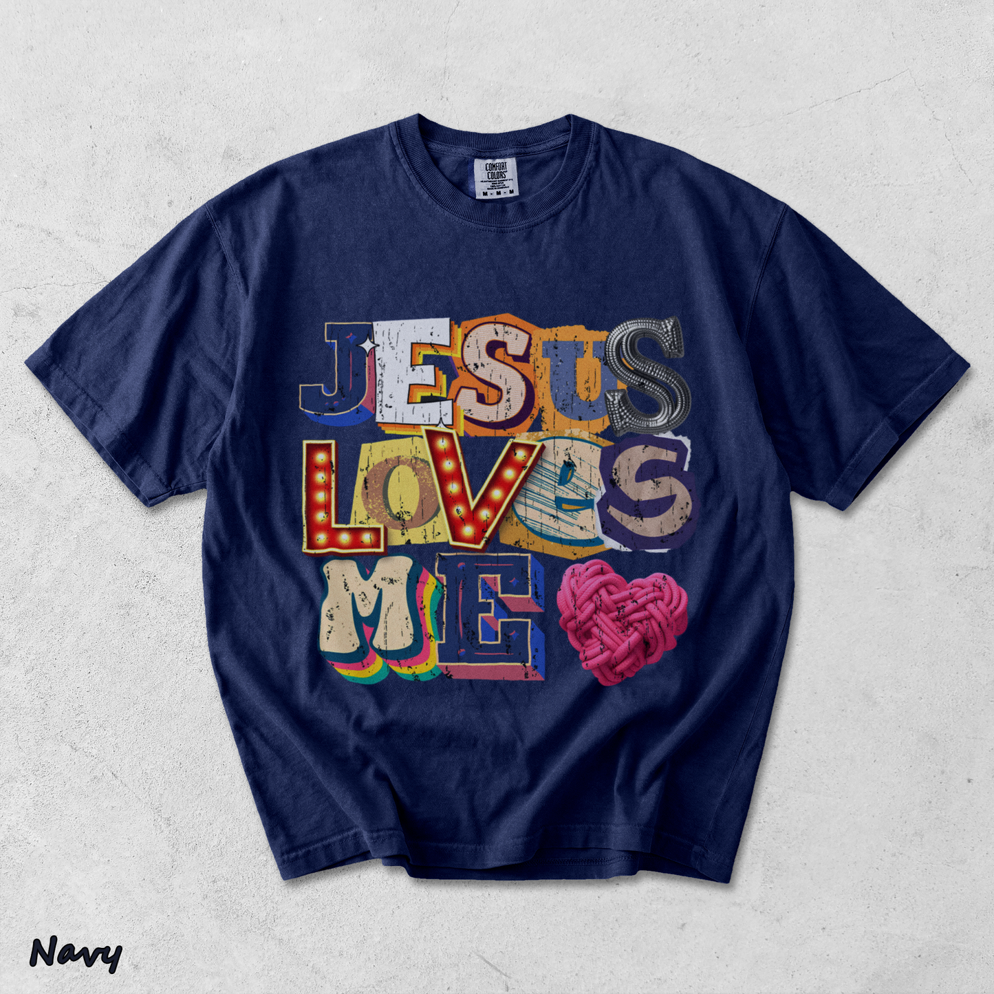 Jesus Loves Me Tee - True Navy mockup