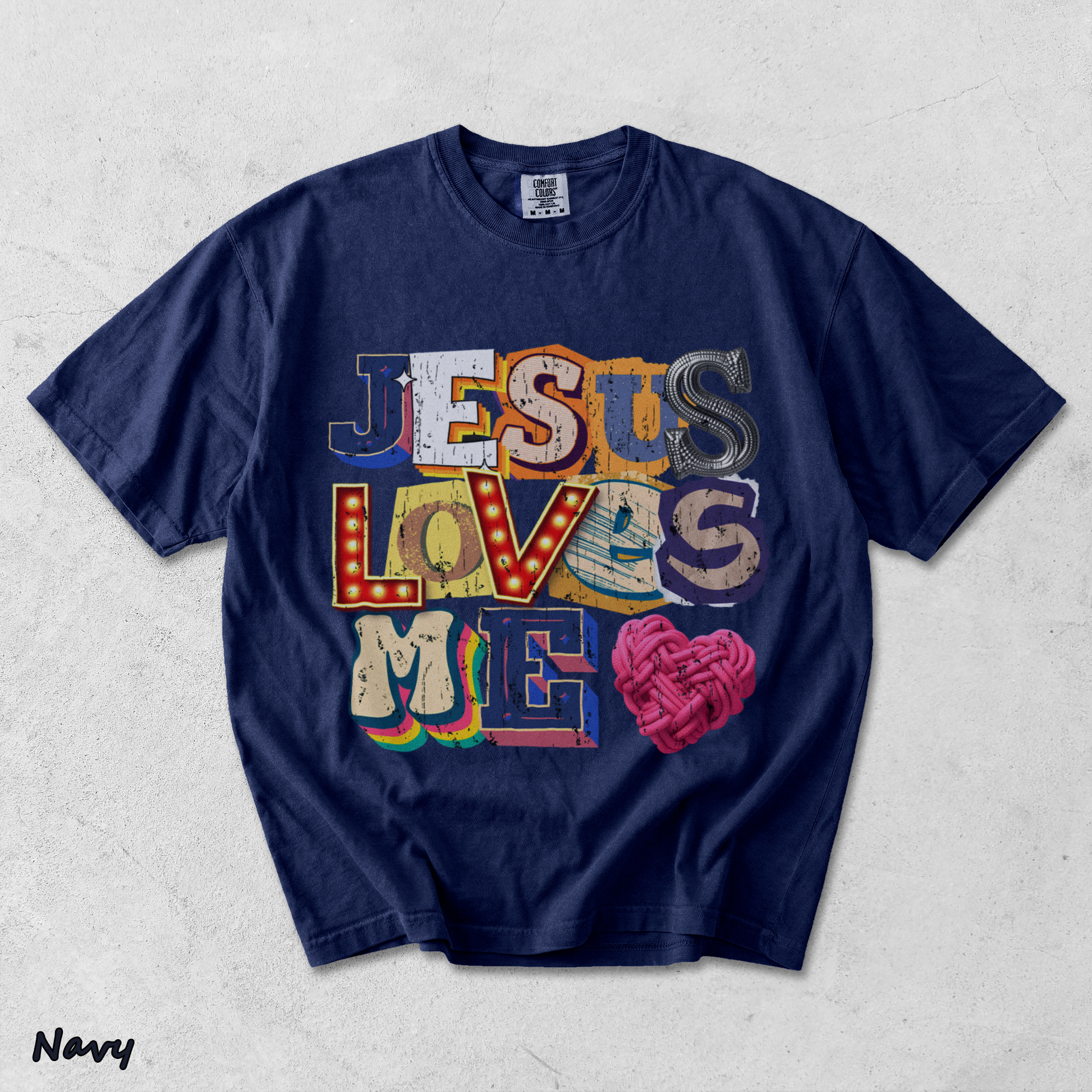 Jesus Loves Me Tee - True Navy mockup