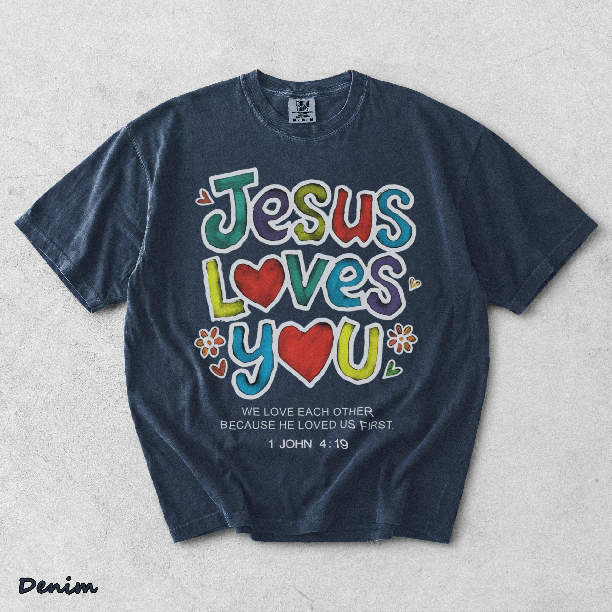 Jesus loves you - Denim mockup