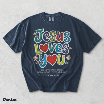Jesus loves you - Denim mockup