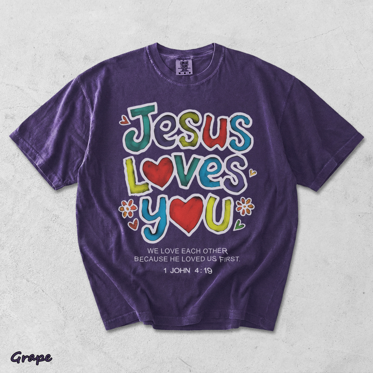 Jesus loves you - Grape mockup