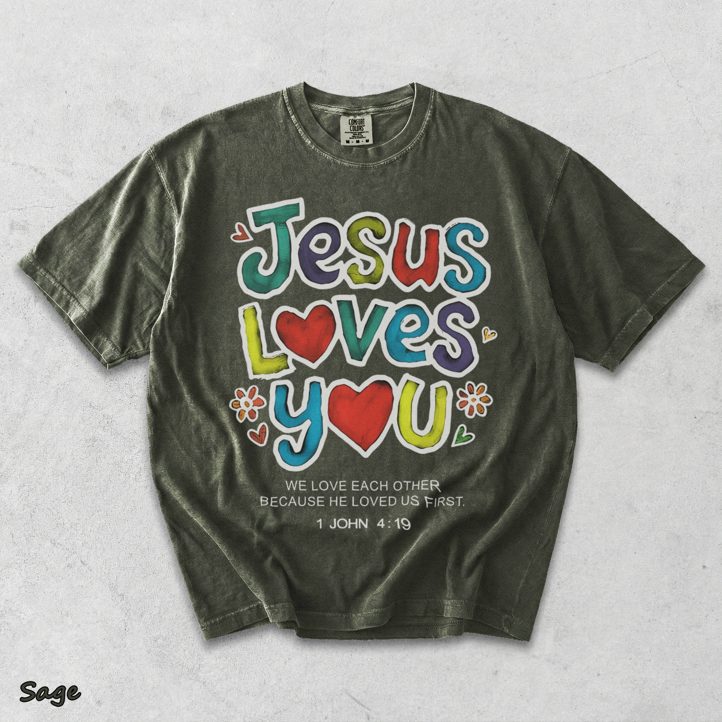Jesus loves you - Sage mockup