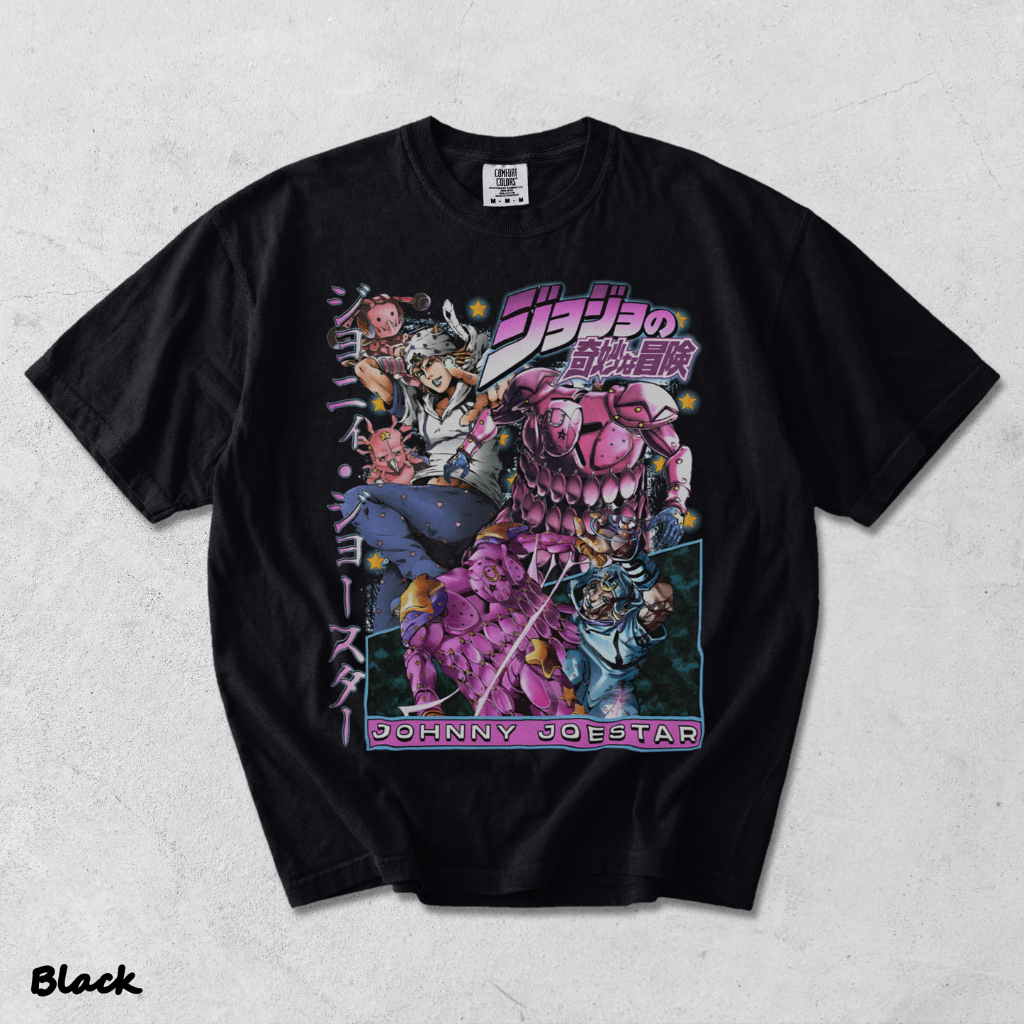 JoJo Steel Ball Run Johnny Joestar & Tusk Act 4 T-Shirt - Black mockup