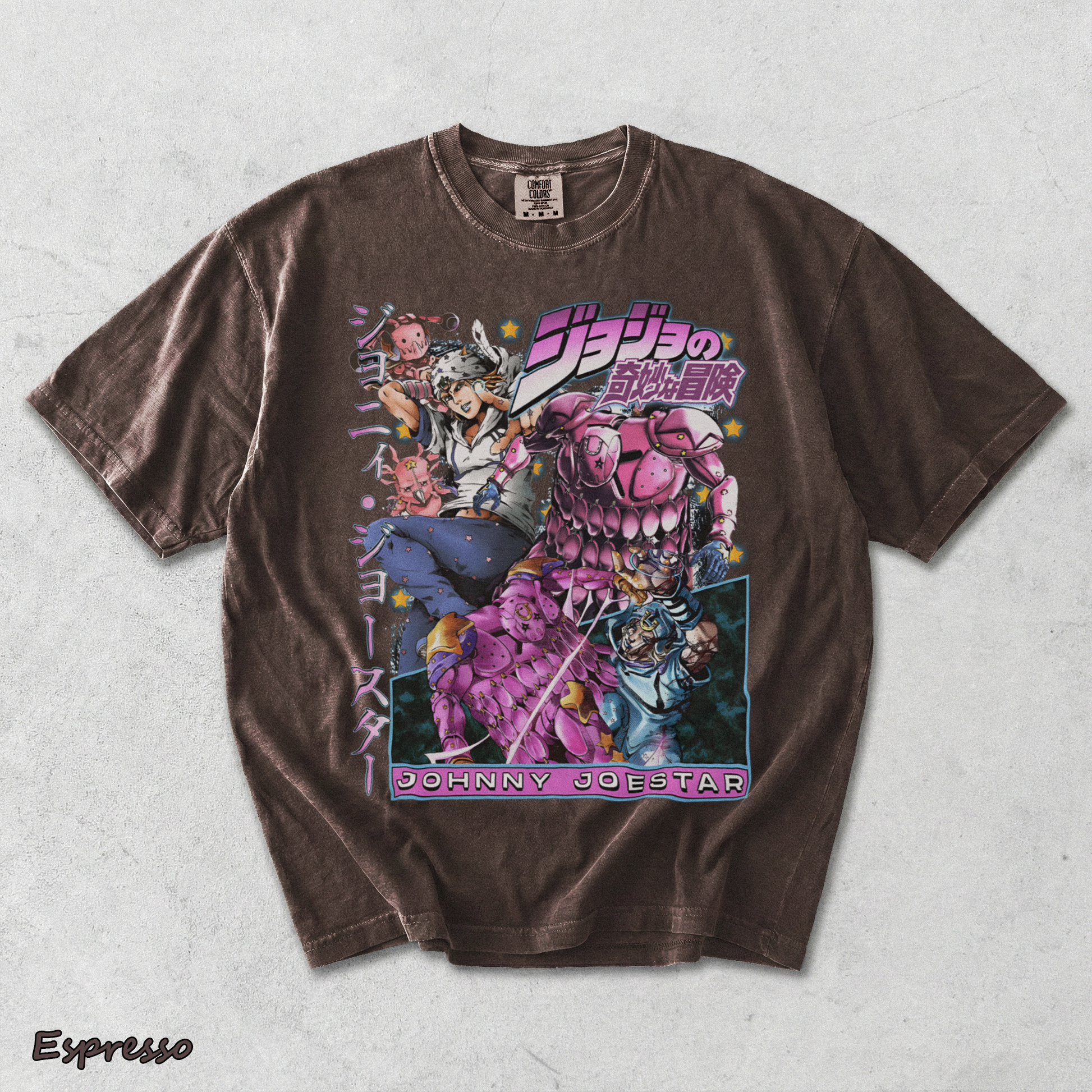 JoJo Steel Ball Run Johnny Joestar & Tusk Act 4 T-Shirt - Espresso mockup