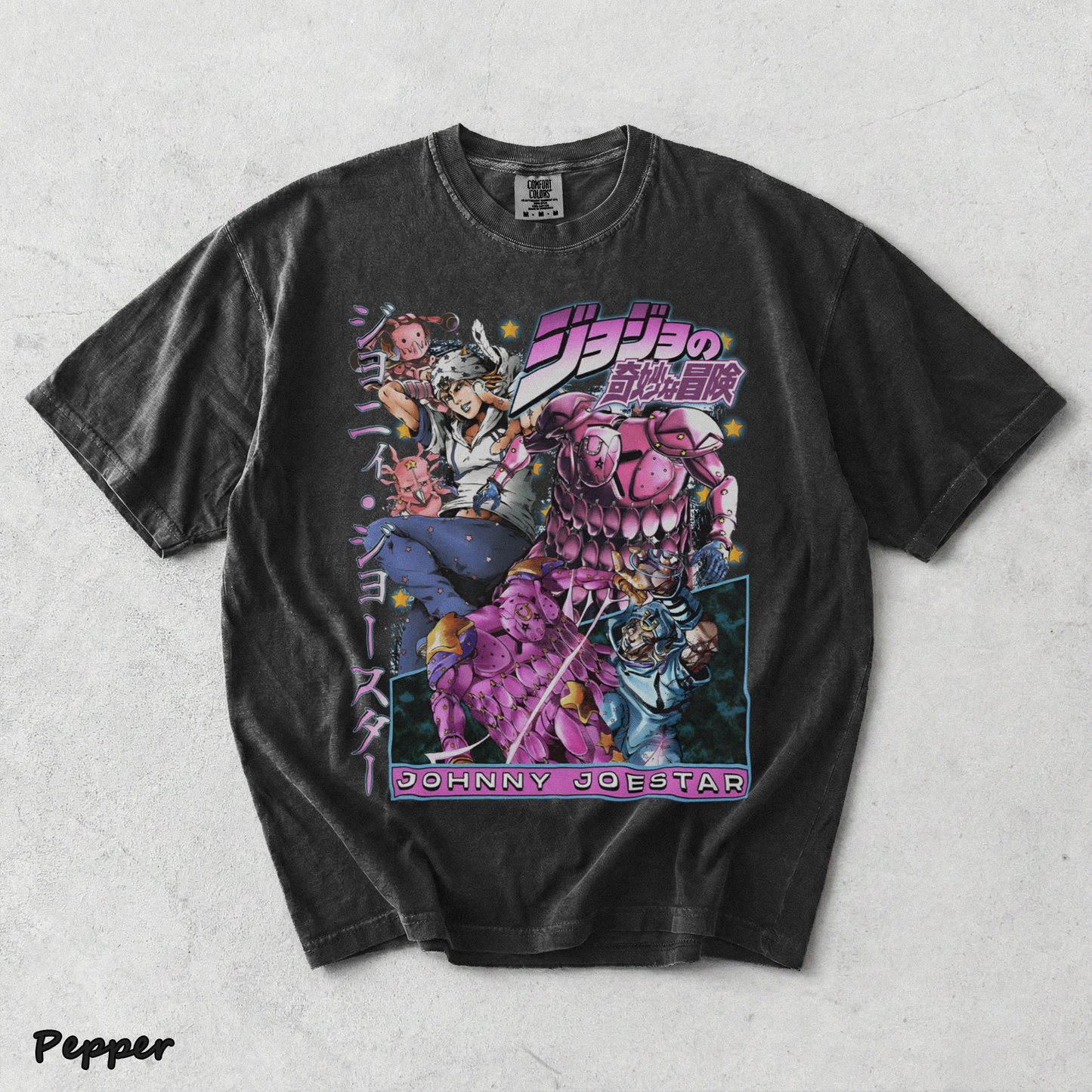 JoJo Steel Ball Run Johnny Joestar & Tusk Act 4 T-Shirt - Pepper mockup