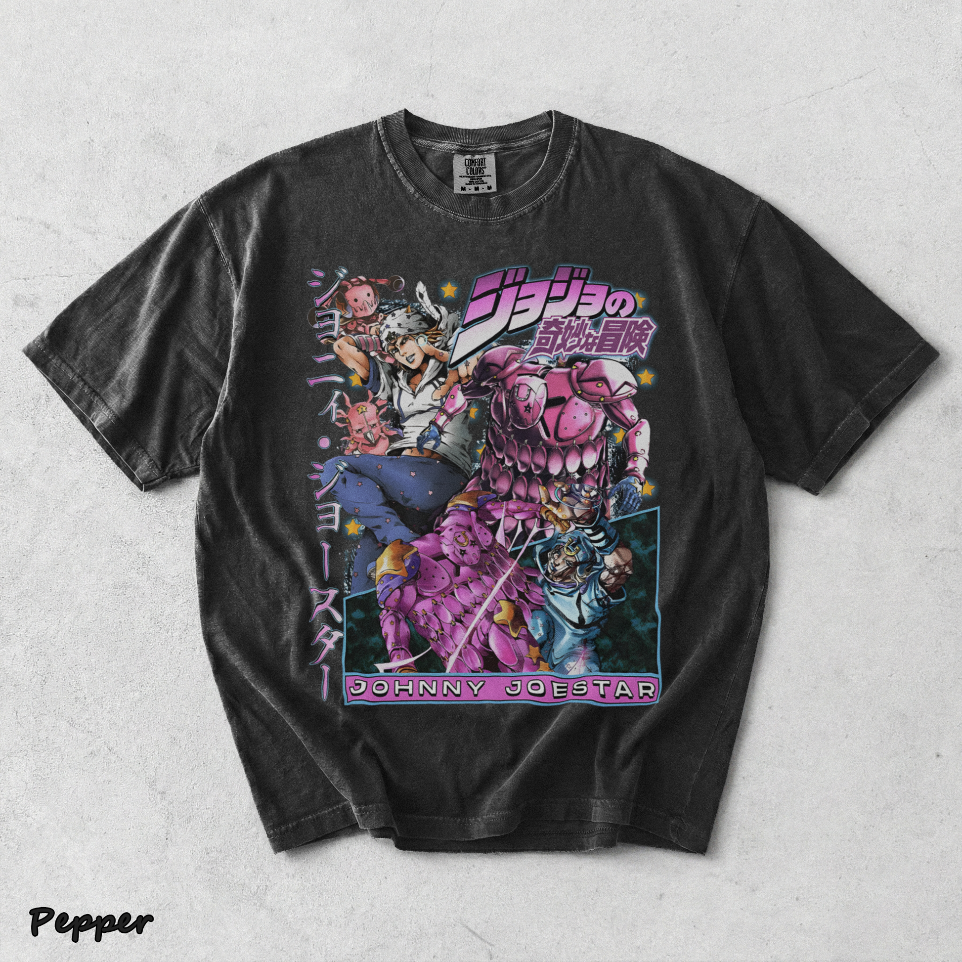 JoJo Steel Ball Run Johnny Joestar & Tusk Act 4 T-Shirt - Pepper mockup