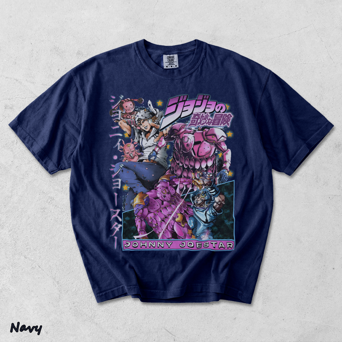 JoJo Steel Ball Run Johnny Joestar & Tusk Act 4 T-Shirt - True Navy mockup