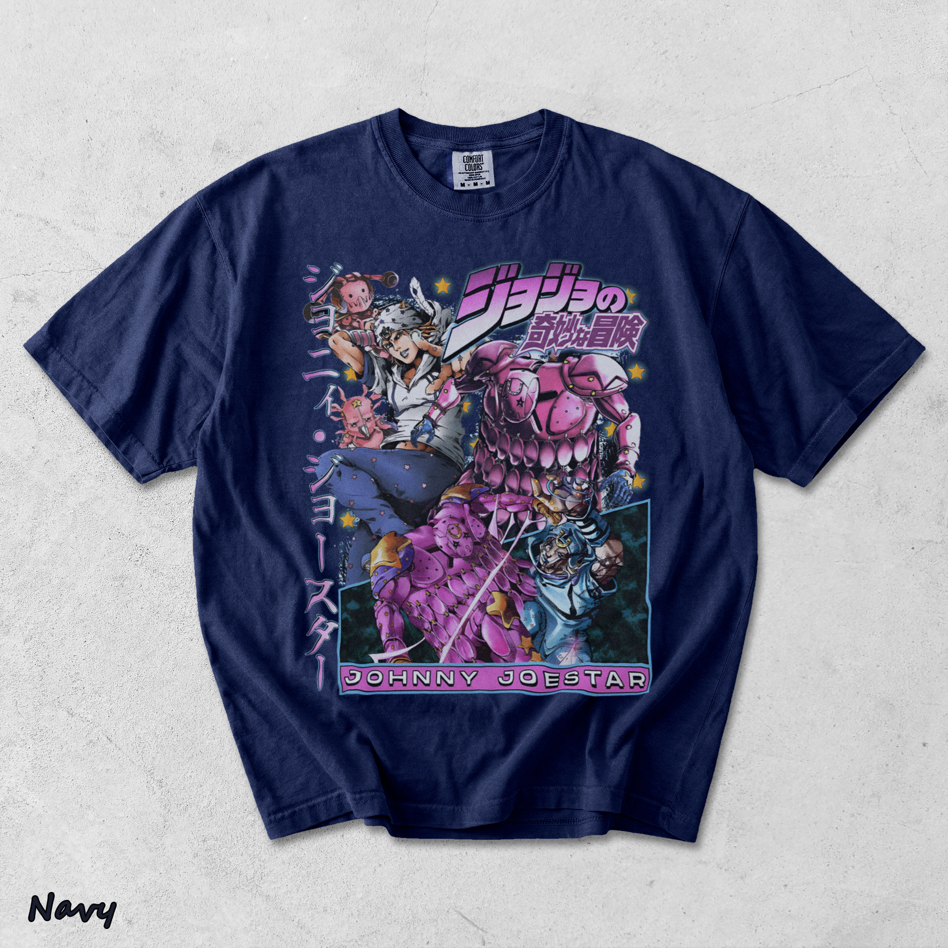 JoJo Steel Ball Run Johnny Joestar & Tusk Act 4 T-Shirt - True Navy mockup