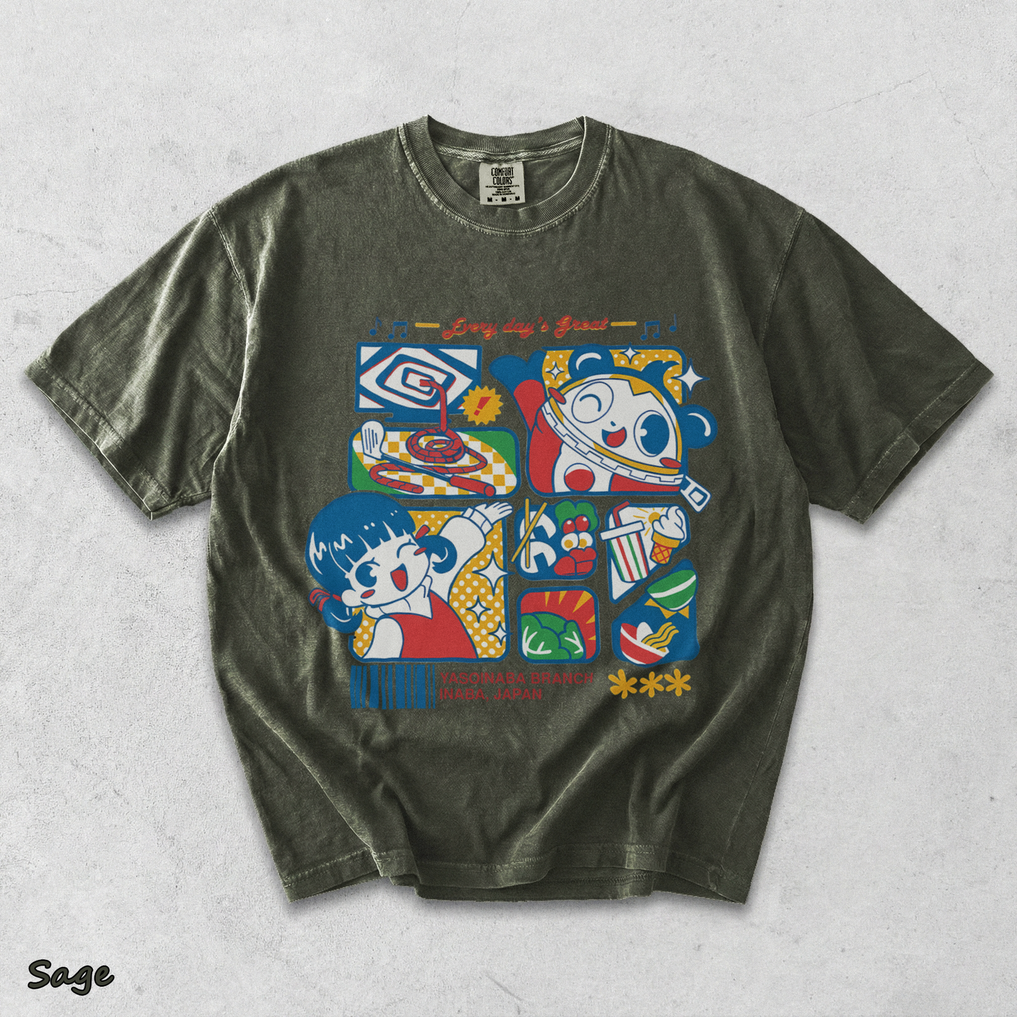 Junes Persona 4 Game Hedoro Tshirt back - Sage mockup