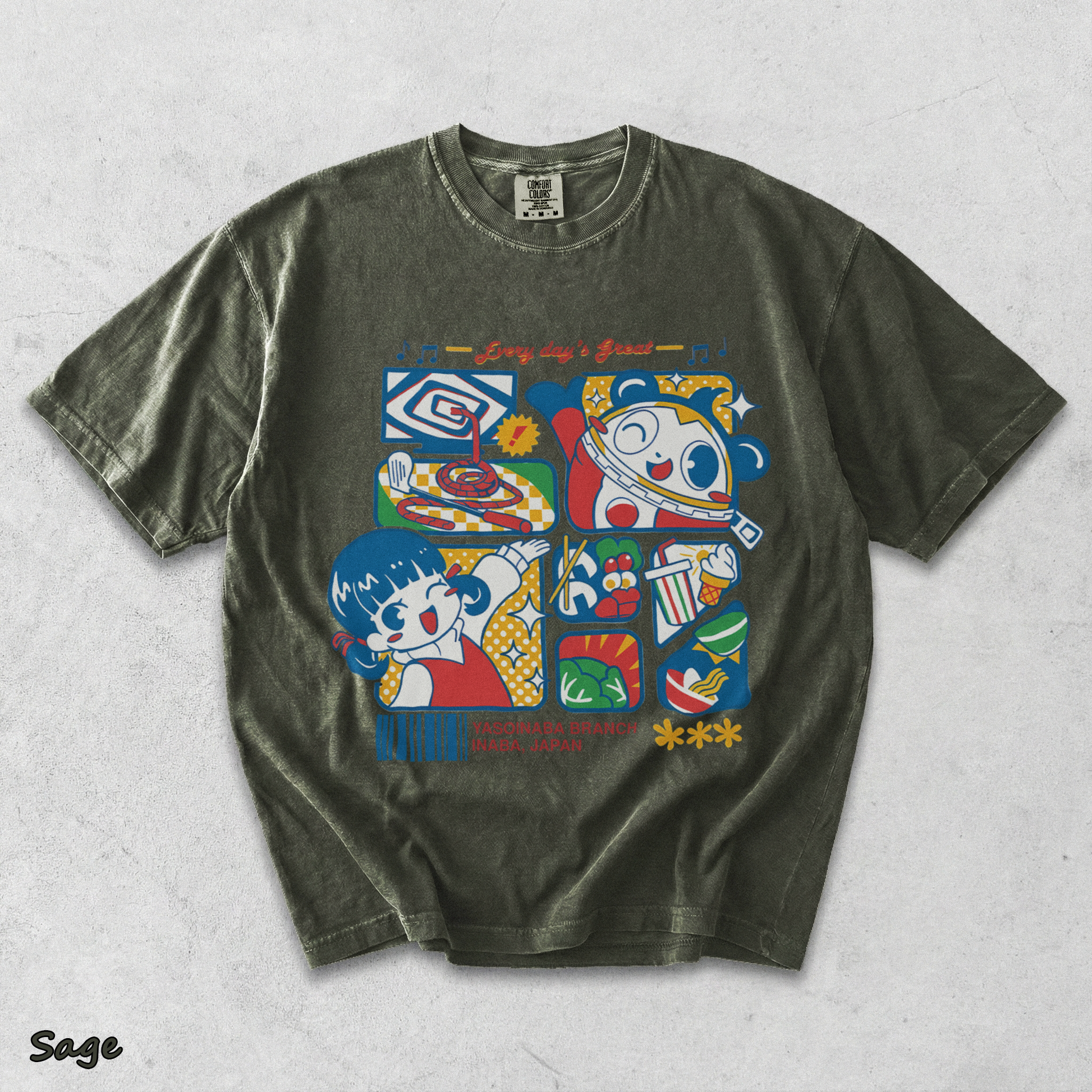 Junes Persona 4 Game Hedoro Tshirt back - Sage mockup