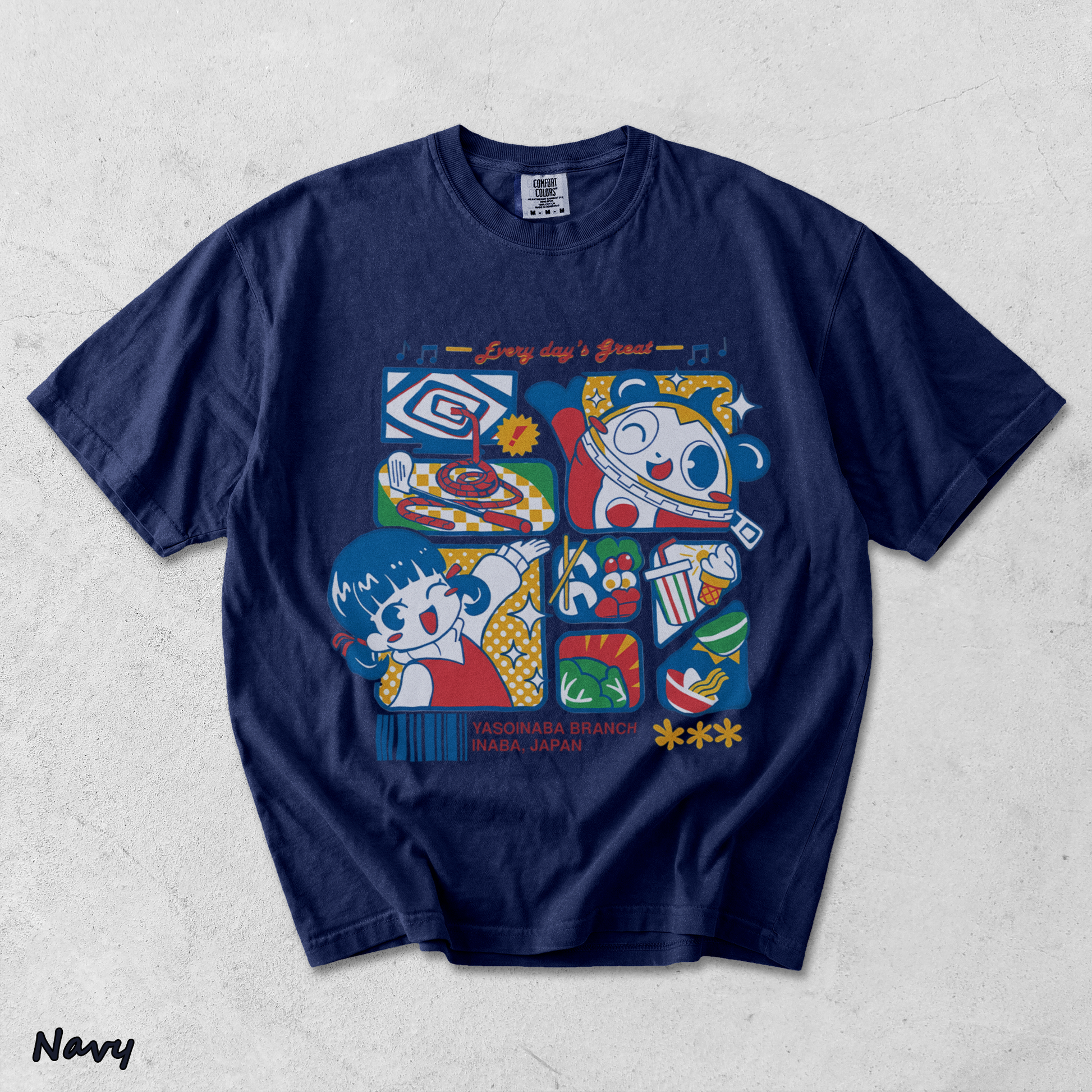 Junes Persona 4 Game Hedoro Tshirt back - True Navy mockup