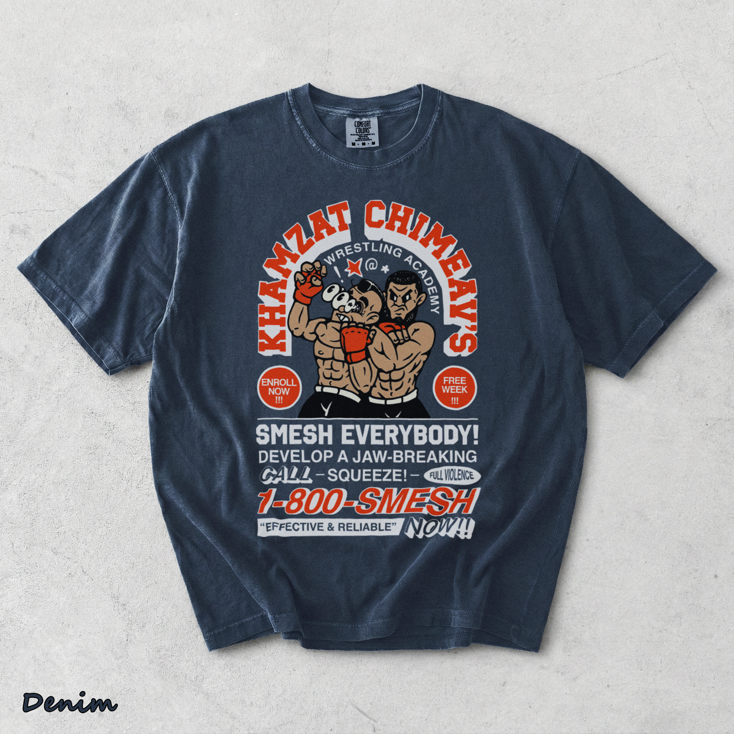Khamzat Chimaev Smesh Double Sides Heavy - Denim mockup