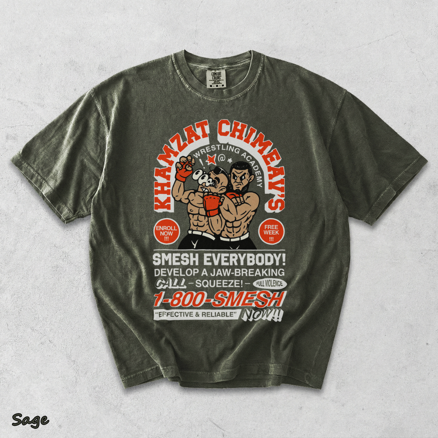 Khamzat Chimaev Smesh Double Sides Heavy - Sage mockup