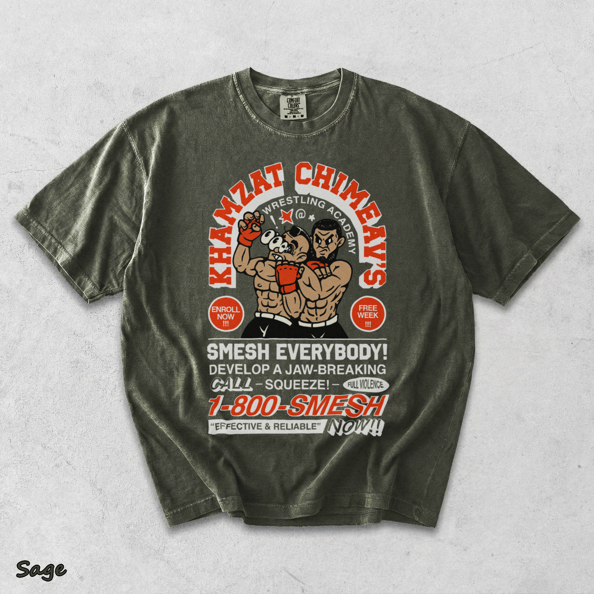 Khamzat Chimaev Smesh Double Sides Heavy - Sage mockup