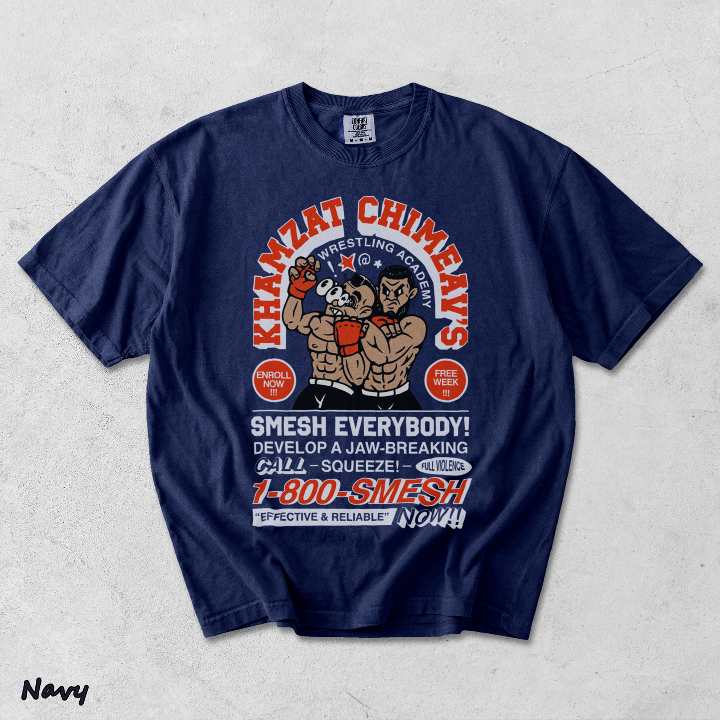 Khamzat Chimaev Smesh Double Sides Heavy - True Navy mockup