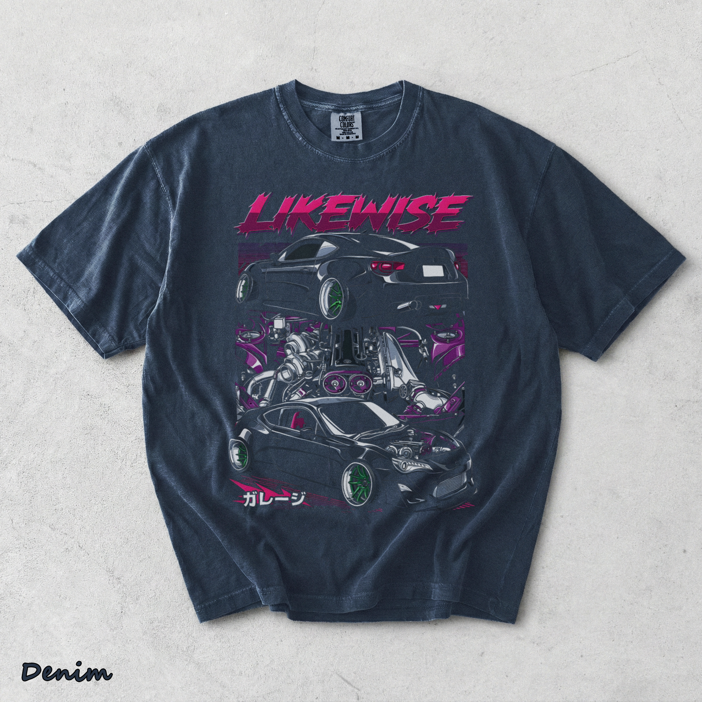 Likewise T-shirt back - Denim mockup