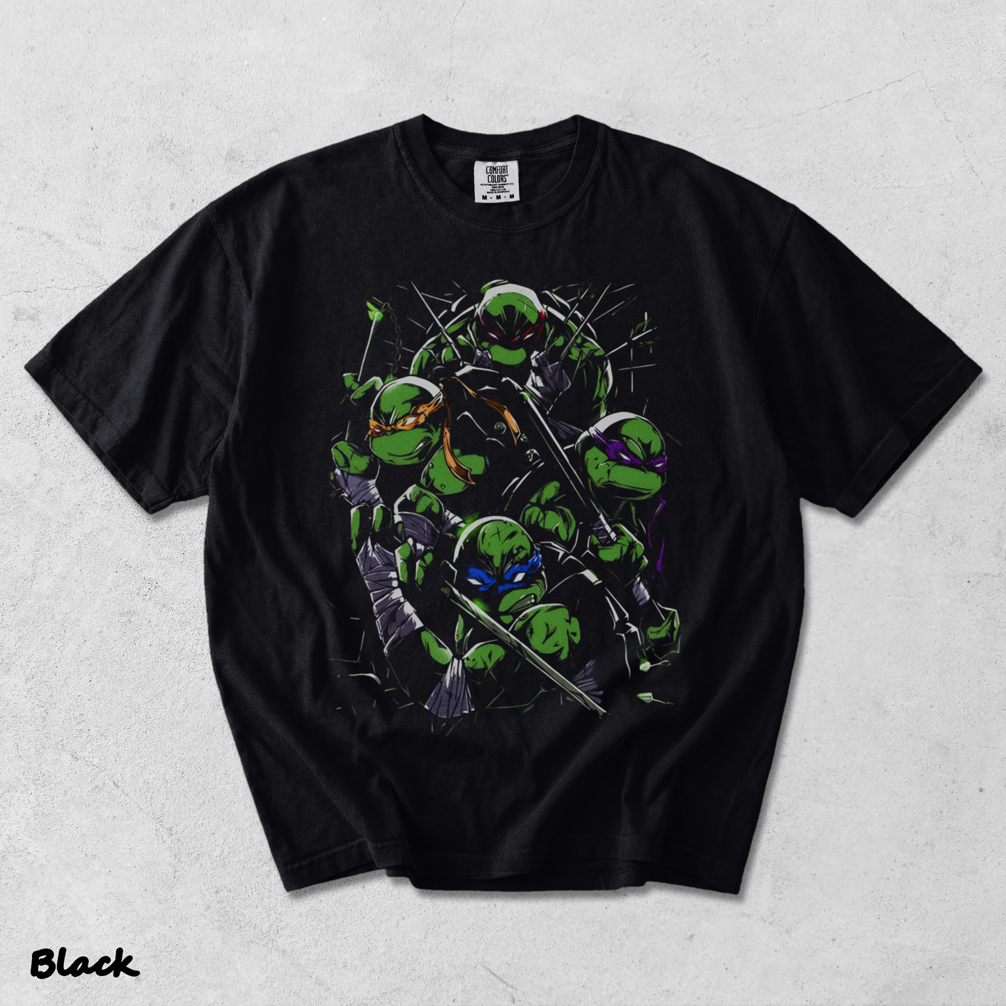 Limited Edition Teenage Mutant Ninja Turtles Tee Bootleg Tee, Classic Movie, Old back - Black mockup