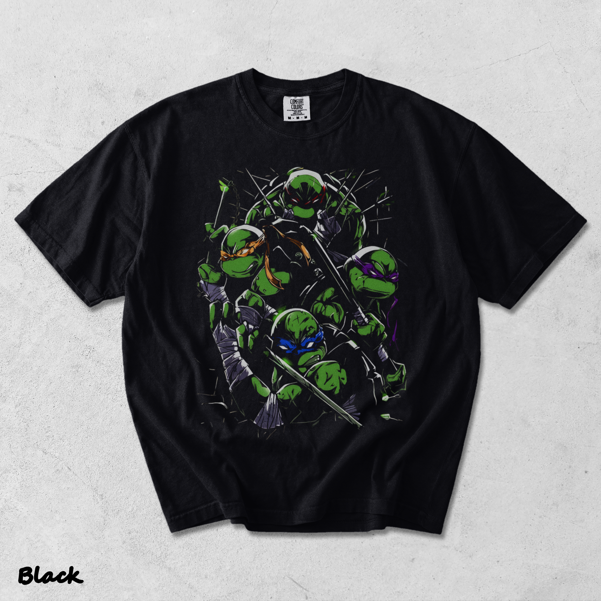 Limited Edition Teenage Mutant Ninja Turtles Tee Bootleg Tee, Classic Movie, Old back - Black mockup