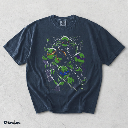 Limited Edition Teenage Mutant Ninja Turtles Tee Bootleg Tee, Classic Movie, Old back - Denim mockup