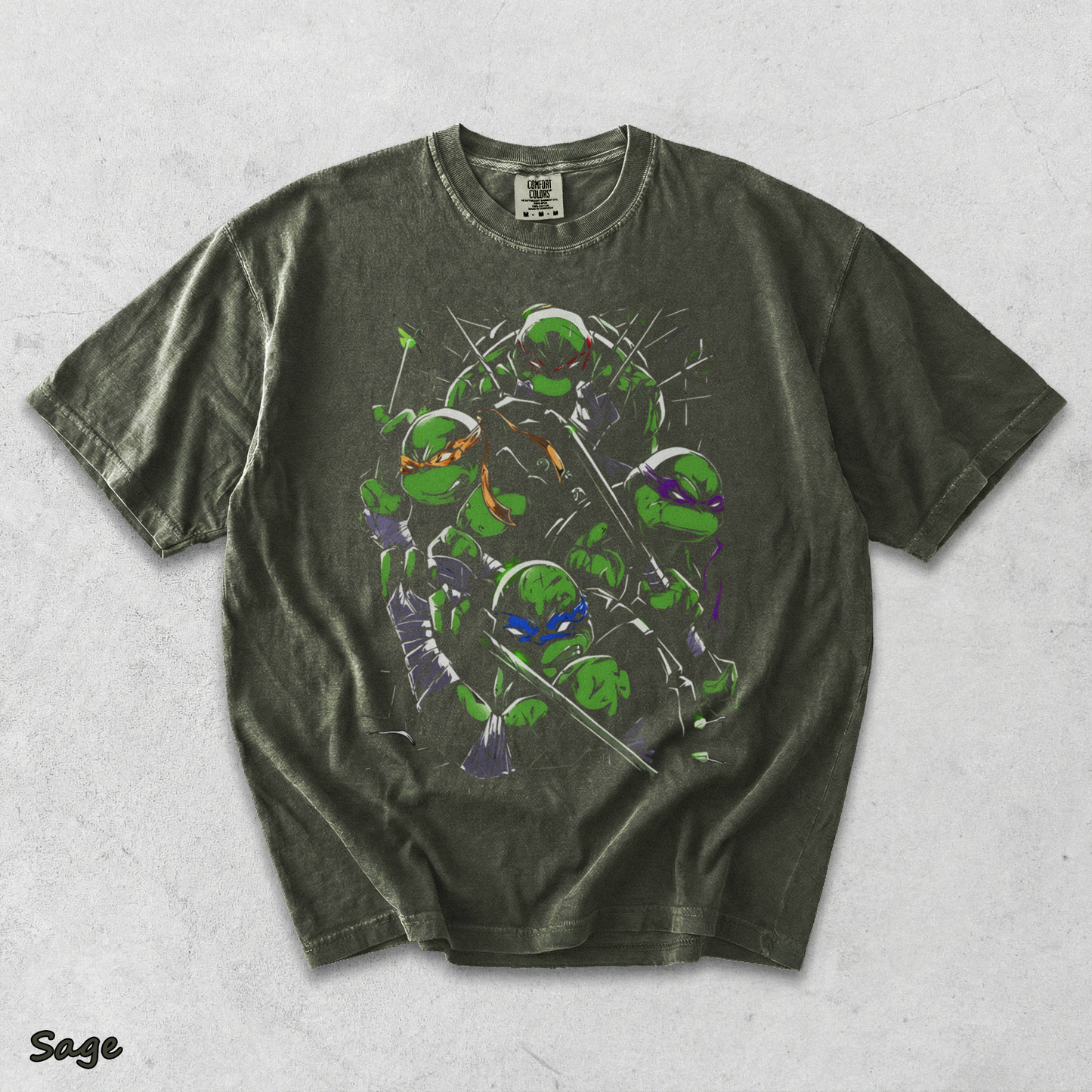 Limited Edition Teenage Mutant Ninja Turtles Tee Bootleg Tee, Classic Movie, Old back - Sage mockup
