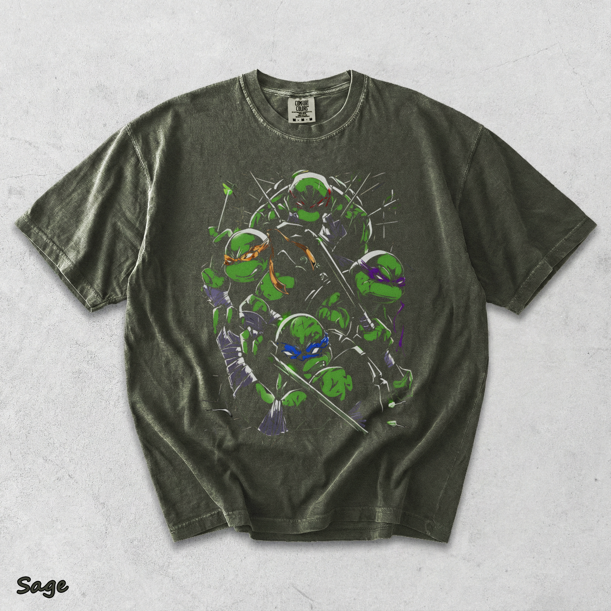 Limited Edition Teenage Mutant Ninja Turtles Tee Bootleg Tee, Classic Movie, Old back - Sage mockup