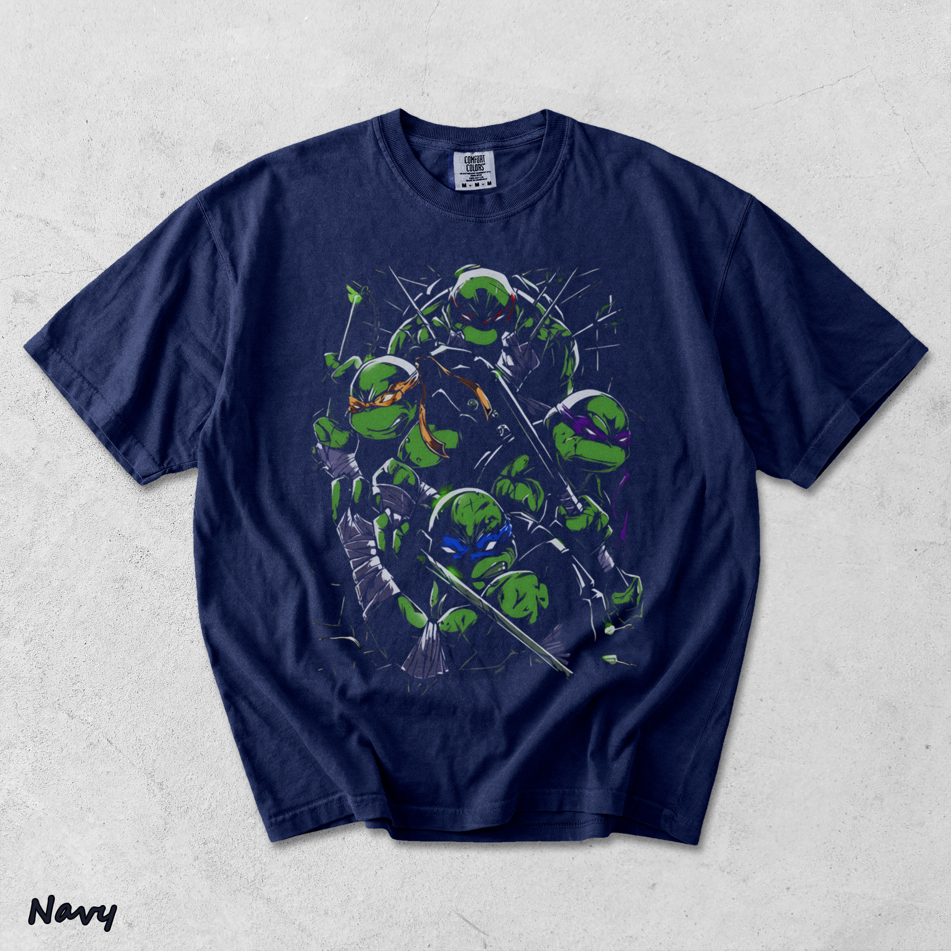 Limited Edition Teenage Mutant Ninja Turtles Tee Bootleg Tee, Classic Movie, Old back - True Navy mockup