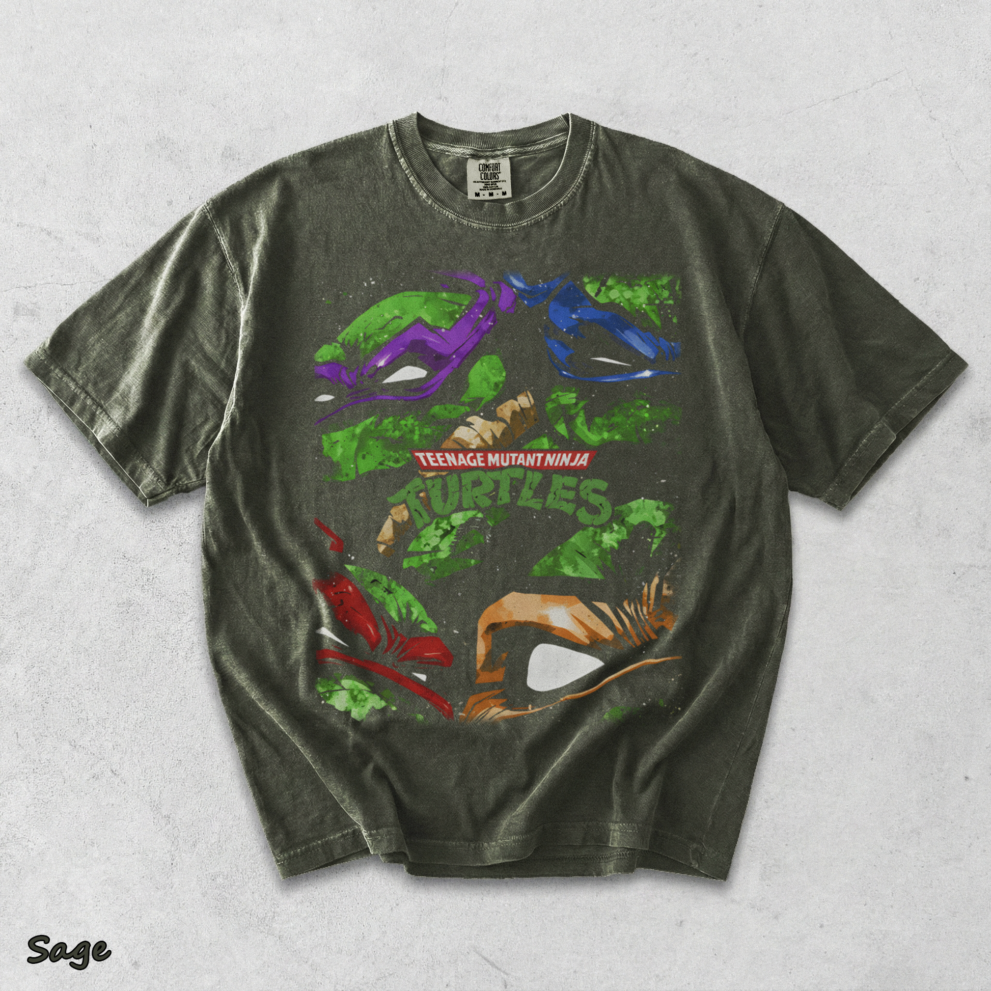 Limited Edition Teenage Mutant Ninja Turtles Tee Bootleg Tee, Classic Movie, Old front - Sage mockup
