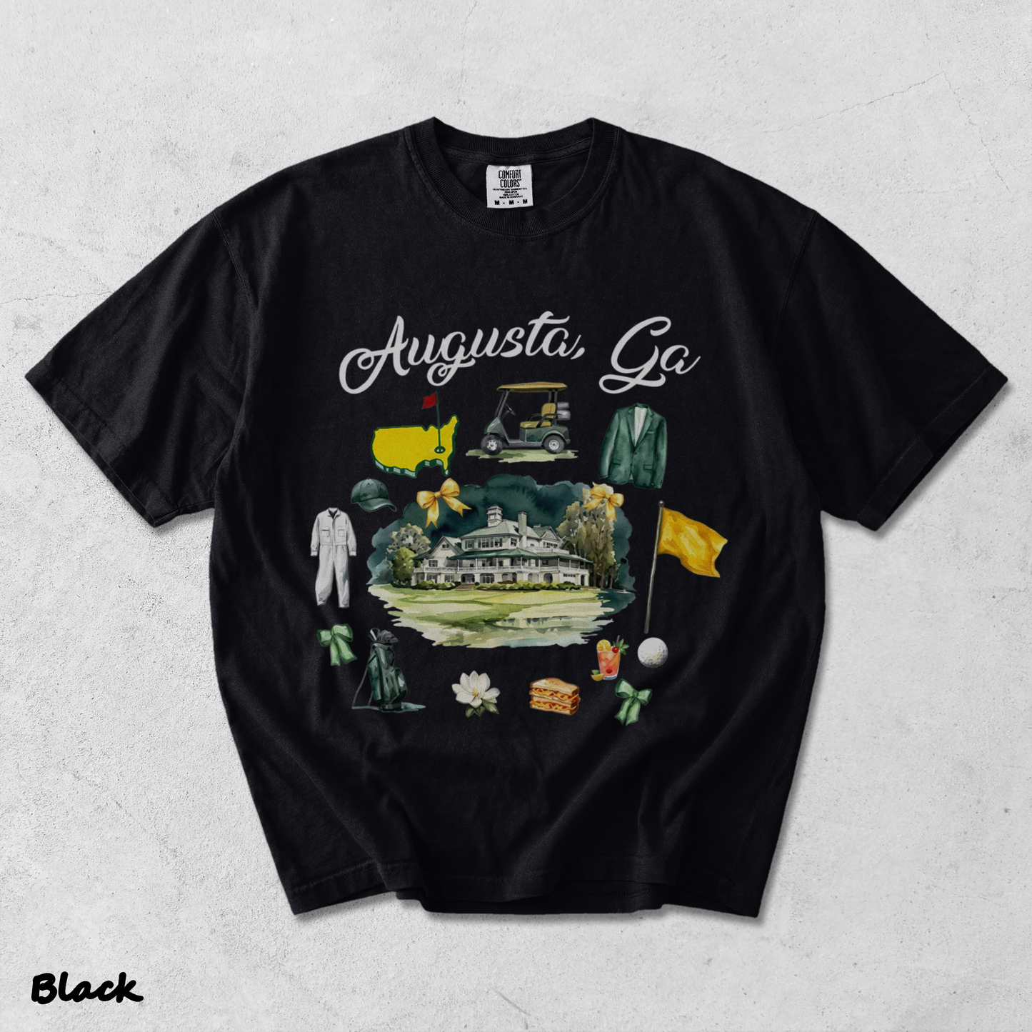 Masters Augusta TShirt - Black mockup