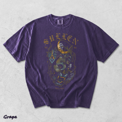 Men's Tattoo Girl Panther Graphic T-Shirt Gothic Streetwear Art Tee back - Grape mockup