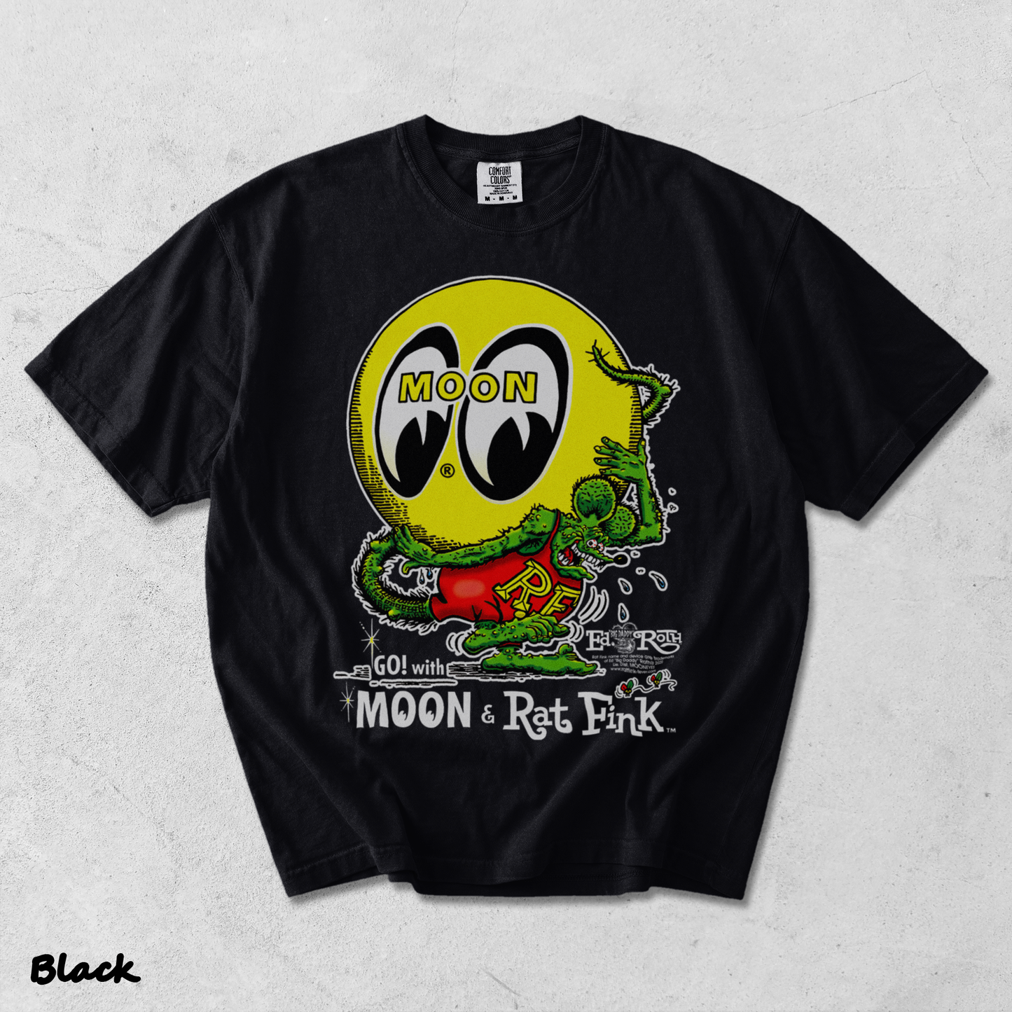 Moon Eyes Rat Fink Go With Mooneyes Hot Rod - Black mockup