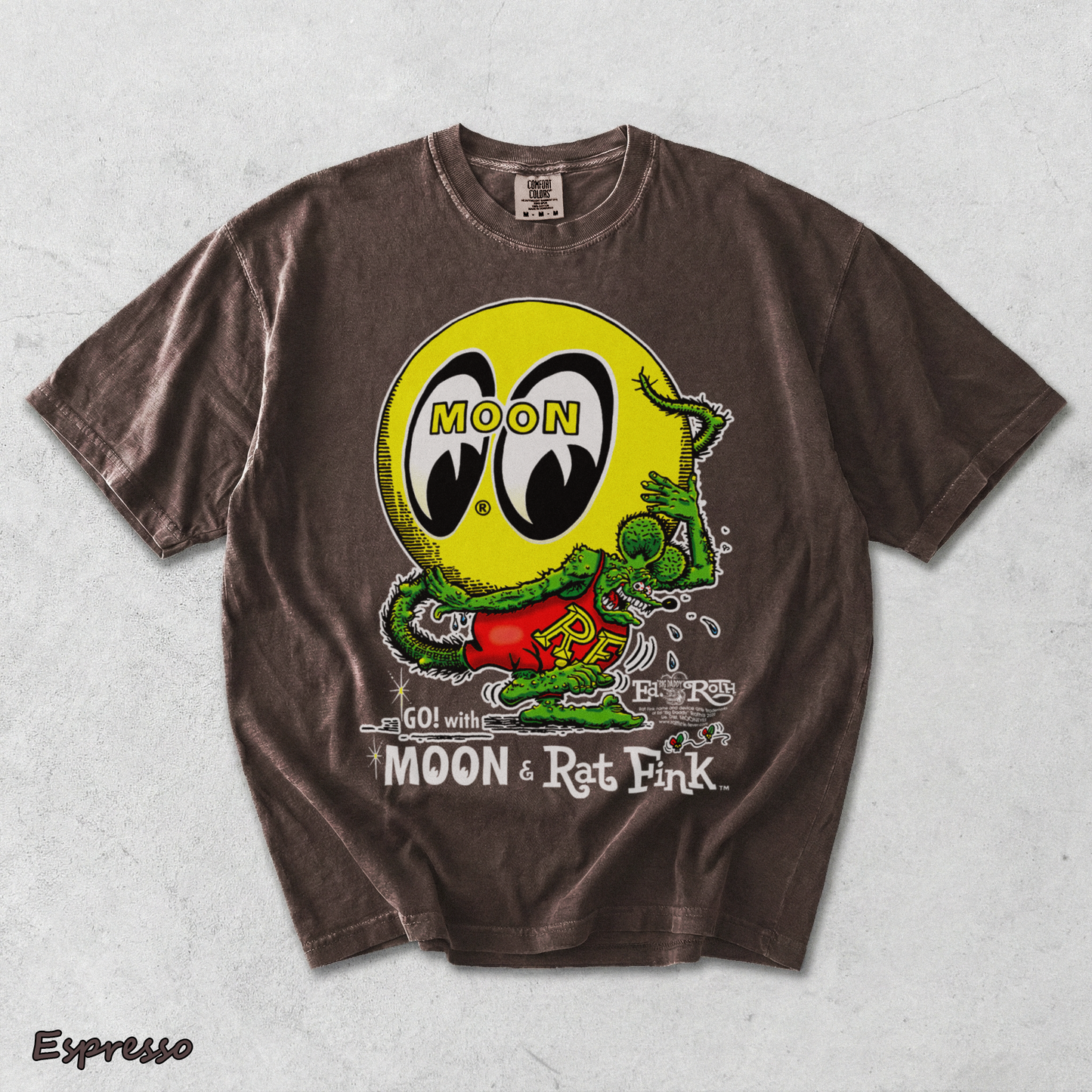 Moon Eyes Rat Fink Go With Mooneyes Hot Rod - Espresso mockup