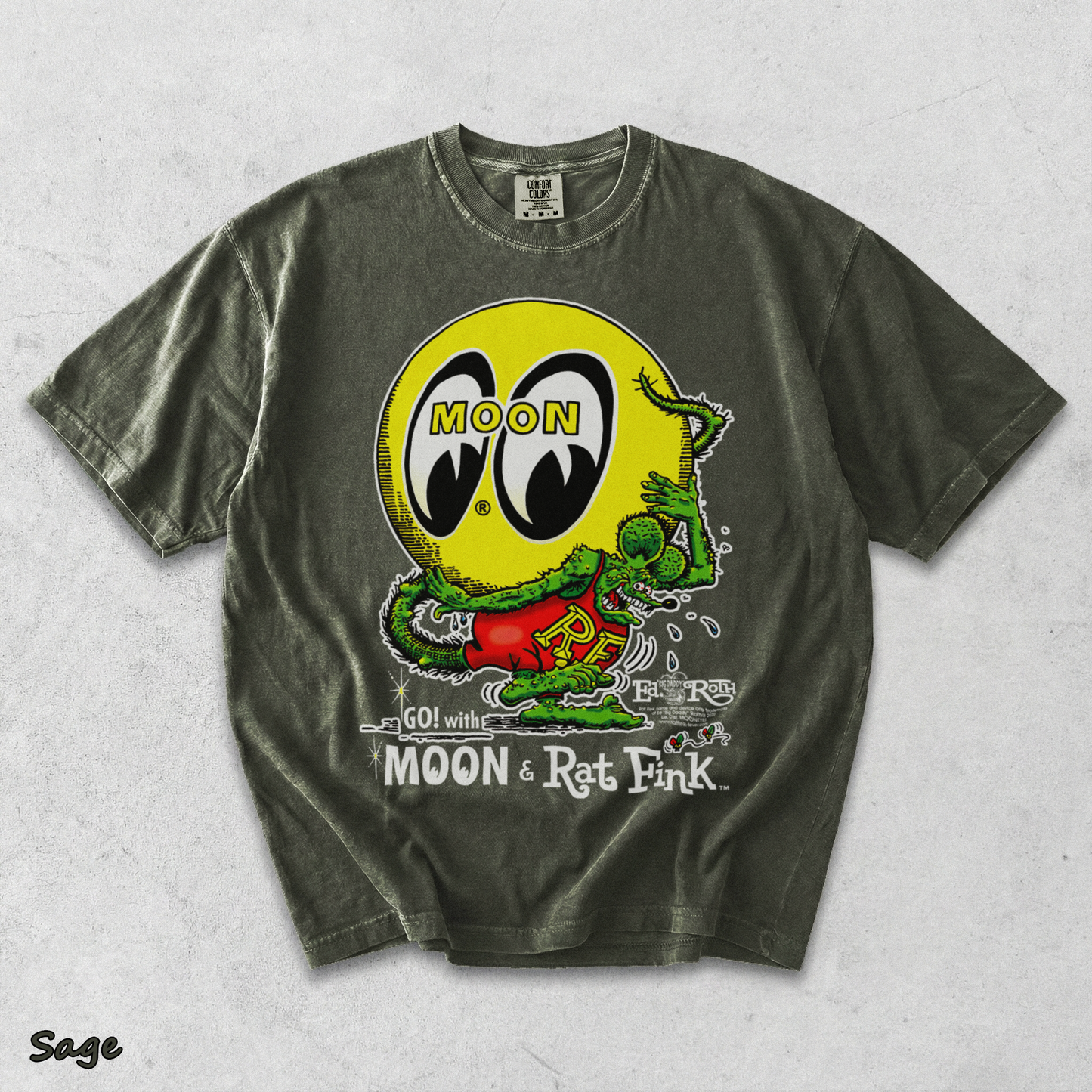 Moon Eyes Rat Fink Go With Mooneyes Hot Rod - Sage mockup