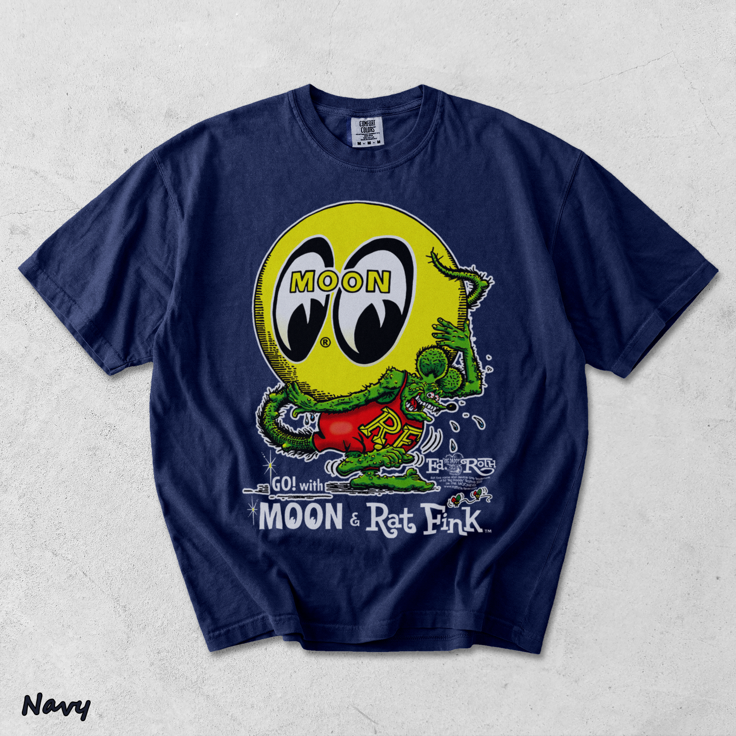 Moon Eyes Rat Fink Go With Mooneyes Hot Rod - True Navy mockup