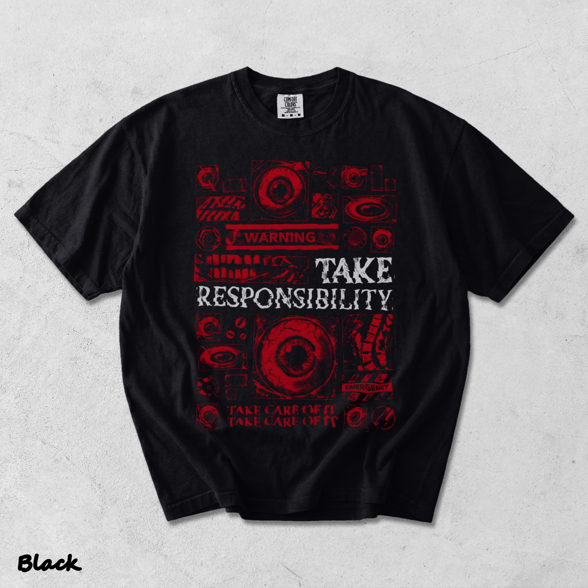 Mouthwashing Unisex Acid Washed Lightweight Cotton T-Shirt - Black mockup
