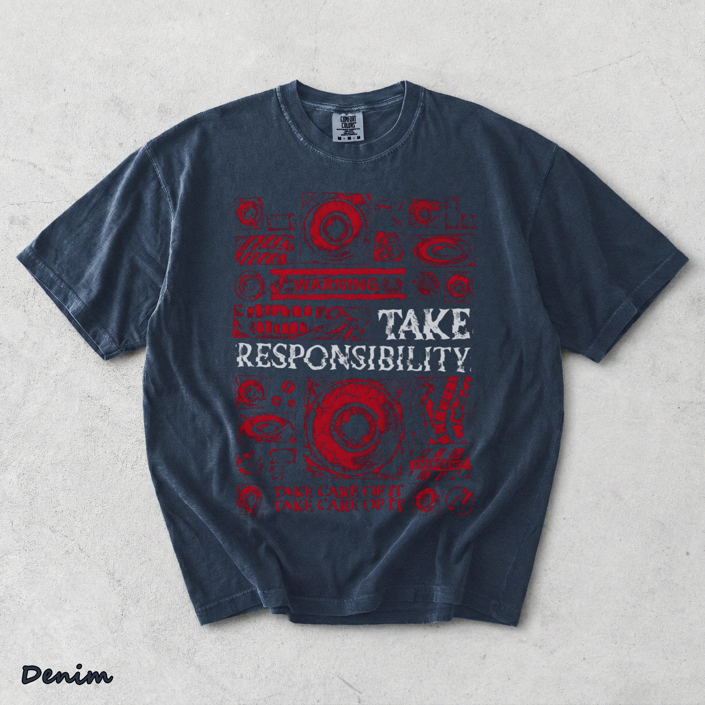 Mouthwashing Unisex Acid Washed Lightweight Cotton T-Shirt - Denim mockup