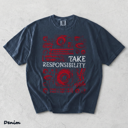 Mouthwashing Unisex Acid Washed Lightweight Cotton T-Shirt - Denim mockup
